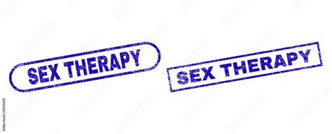 Grafika Wektorowa Stock Blue Rectangle And Rounded Sex Therapy Stamp Flat Vector Distress