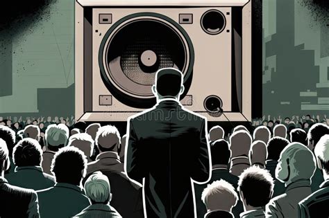A Speaker Addressing A Crowd Of People With The Sound System Providing