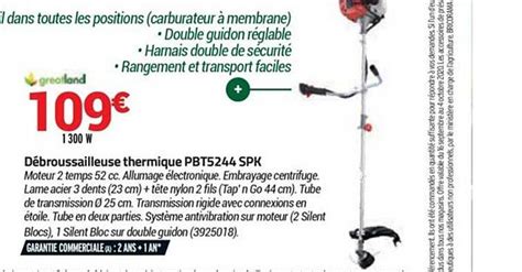 Offre Débroussailleuse Thermique Pbt5244 Spk Greatland chez Bricorama