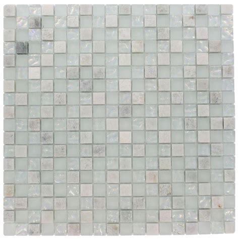 Ivy Hill Tile Emerald Bay Blend Squares 12 In X 12 In X 8 Mm Marble And Glass Mosaic Floor And