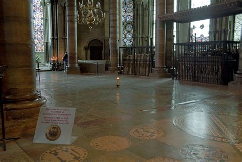 Former place of the Shrine of Thomas Becket in Canterbury Cathedral. The martyrdom of Becket ...