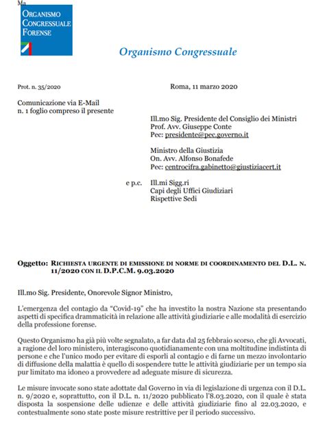 Lettera Urgente Al Presidente Del Consiglio Giuseppe Conte E Al