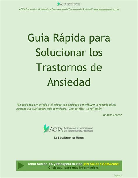 Pdf Gu A R Pida Para Solucionar Los Trastornos De Ansiedad Acta