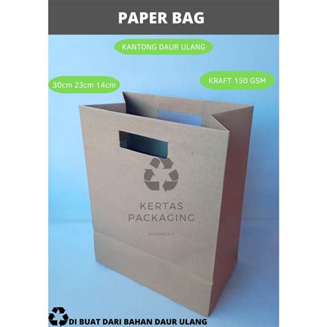 Jual Paper Bag Kraft Kantong Kertas Coklat Tenteng Polos 30cm X 23cm X