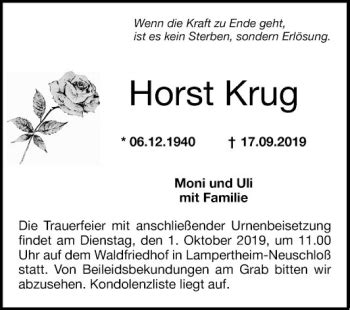 Traueranzeigen Von Horst Krug Trauerportal Ihrer Tageszeitung