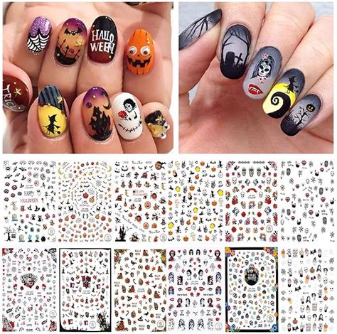 Amazon.com: 1500pcs Halloween Nail Art Stickers Decals, Kalolary Self ...