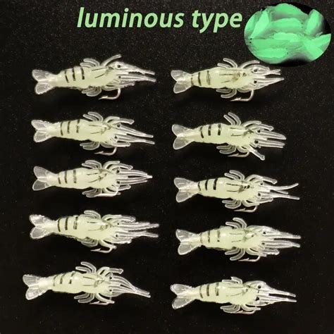 10pcs Soft Silicone Luminous Simulation Shrimp Shaped Fishing Lure With