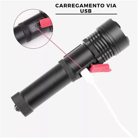 Lanterna Tática Militar Potente Led T9 Usb Super Forte P90 à venda em