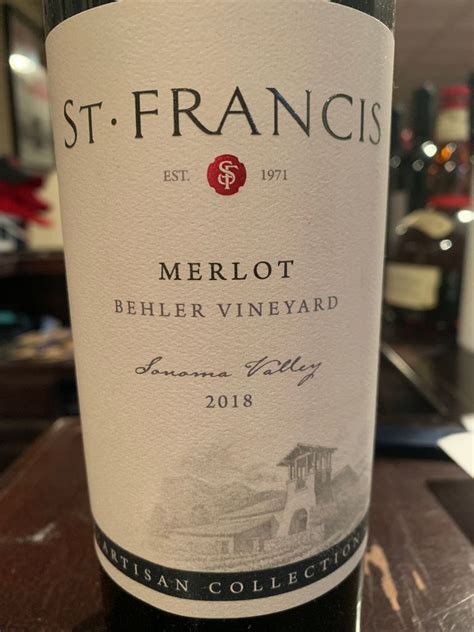 2018 St Francis Merlot Behler Vineyard USA California Sonoma County