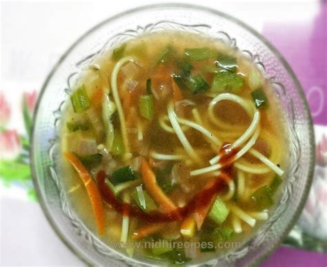 Veg Noodles Soup Nidhi Recipes