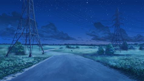 Power Lines Clouds Starry Night Everlasting Summer Arsenixc