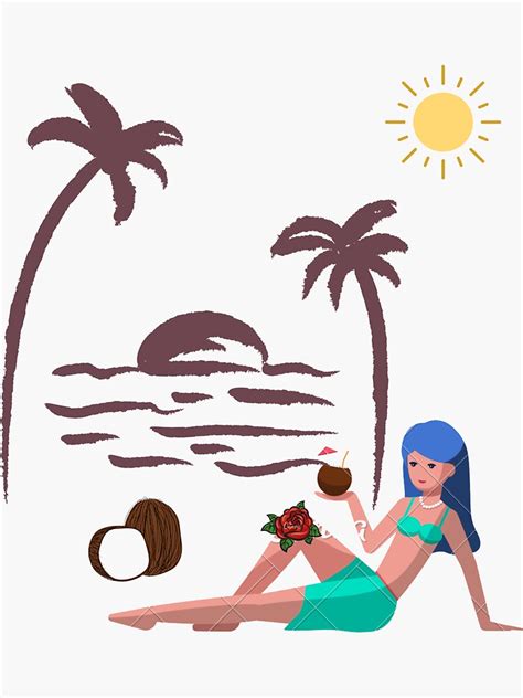 Coconut Girl Sticker Sticker By Bgstar Redbubble