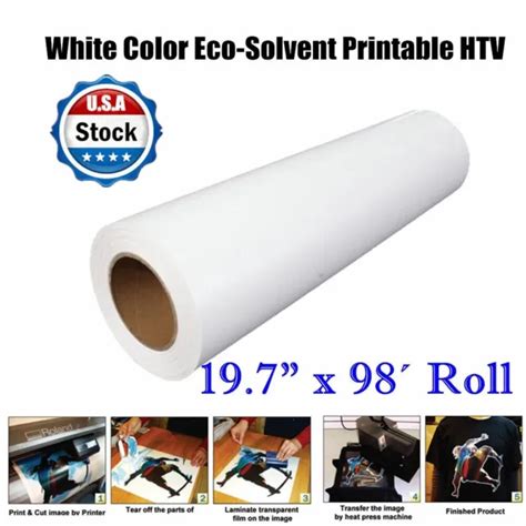 X Ft Roll White Color Eco Solvent Printable Heat Transfer Vinyl