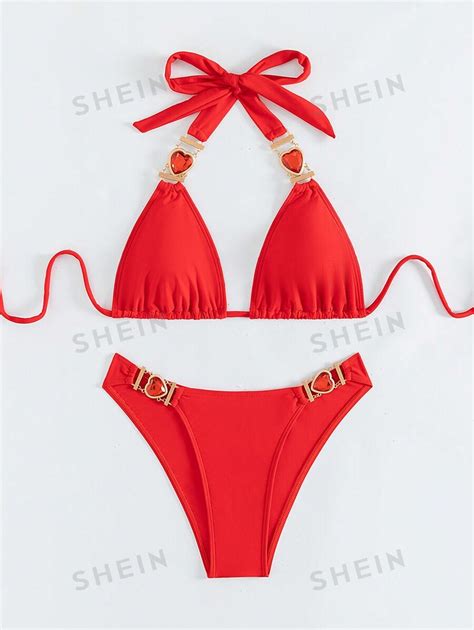 Shein Swim Summer Beach Womens Cross Halter Bikini Set Shein Uk