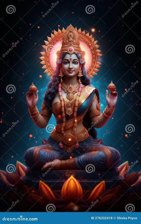 Indian Goddess Laxmi Generative AI Stock Illustration - Illustration of ...