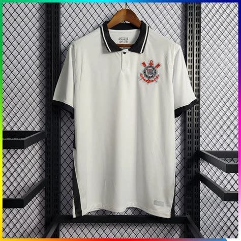 Camiseta De Time Corinthians Gola Polo Branca Preta Shopee Brasil