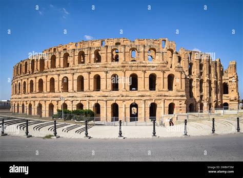 The Ruins Of Ancient Roman Amphitheater In El Jem The Largest