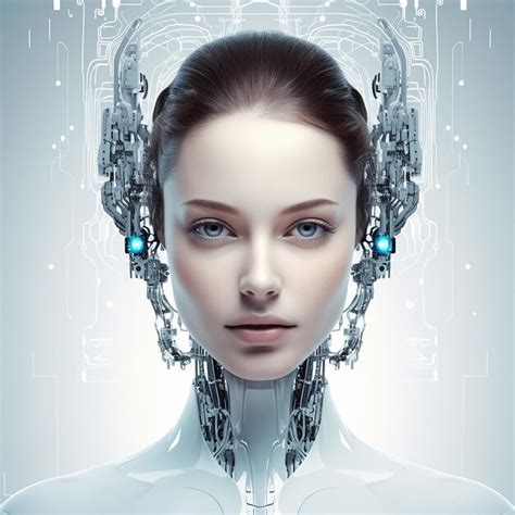 Premium Photo Portrait Of Female Robot Android Face Artificial Intelligence