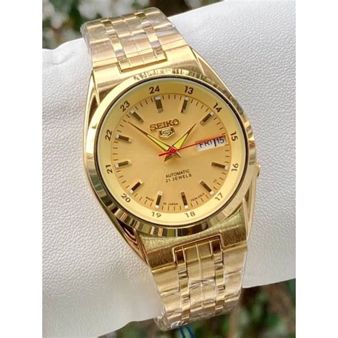 Seiko Mens Snk366k Seiko 5 Automatic Gold Silver And Gold Tone Stainless Steel Watch Shopee