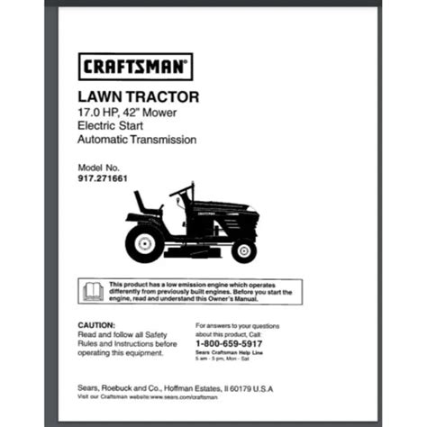 Craftsman Lawn Tractor Owner S Manual