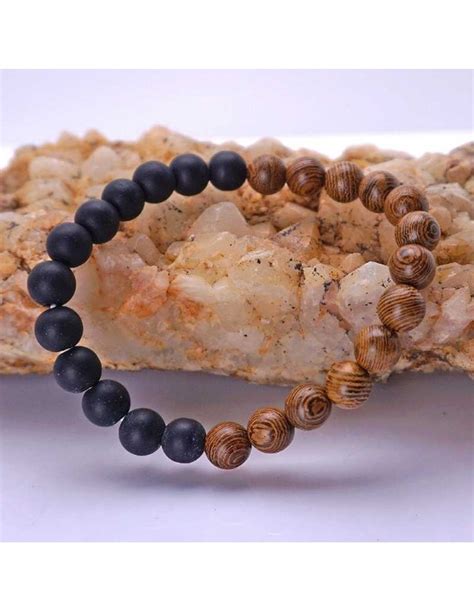 Pulsera Con Piedra Volc Nica Y Madera De S Ndalo Piedra De Lava Online