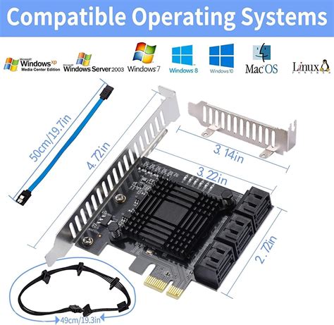 ACTIMED PCIE SATA Card 6 Port With 6 SATA Cable 6 Gbps SATA 3 0