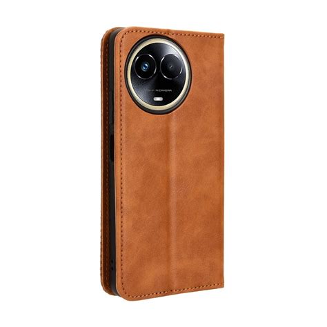 For Realme G Foreign X Magnetic Buckle Retro Texture Leather