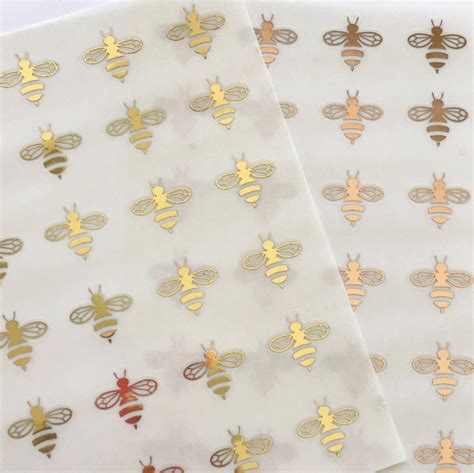 Clear Bee Stickers Gold And Rose Gold Bee Stickers Gold Bee Stickers Clear Foiled Stickers