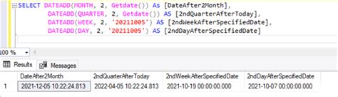 Sql Dateadd