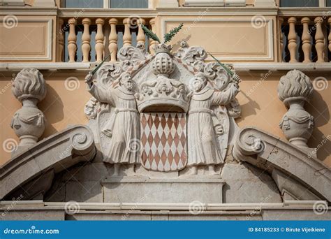 Architectural Detail With Monaco Coat Of Arms Royal Arms Of Pr