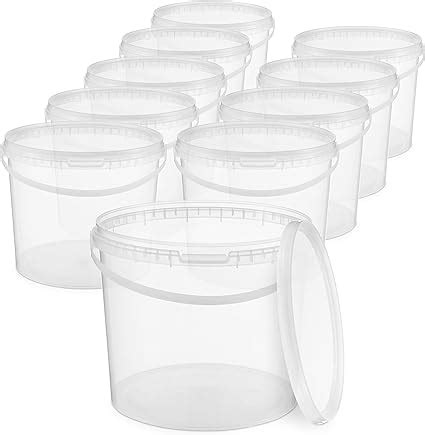 BenBow Seau Avec Couvercle 5l Transparent 10x 5 Litres Convient Pour