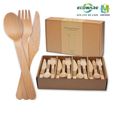 Disposable Biodegradable Wooden Disposable Cutlery In Eco Friendly