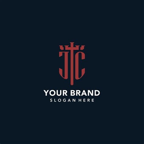 Jc Initial Monogram Logos With Sword And Shield Shape Design 12779556