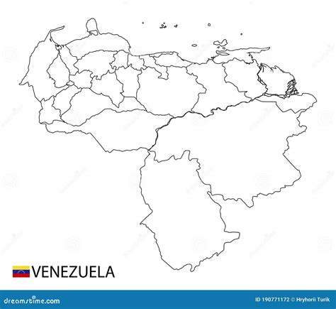 Venezuela Map, Black and White Detailed Outline Regions of the Country Stock Illustration ...