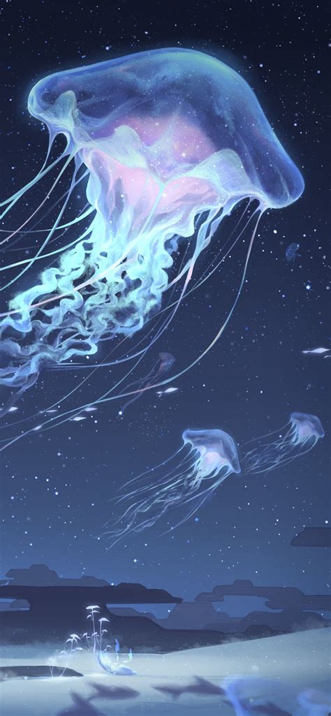 Anime Original, Jellyfish, 1242x2688 Phone HD Wallpaper