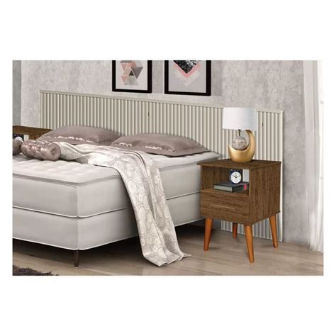 Conjunto Cabeceira Casal Laranjeiras Cama Queen 240 M Off White E Duas