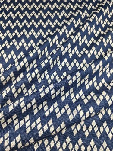 Cotton Sbiotex Orion Jacquard Knit Fabric Navy Grey For Garments