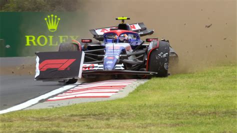 2024 Hungarian GP Qualifying High Speed Tsunoda Crash Triggers Red