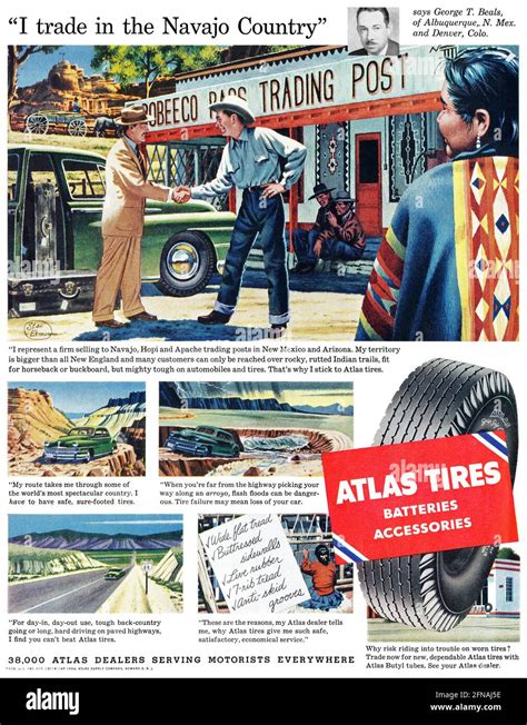 1954 Us Advertisement For Atlas Tires Stock Photo Alamy