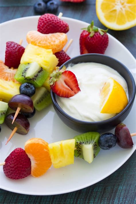 Rainbow Fruit Kabobs With Greek Yogurt Dip