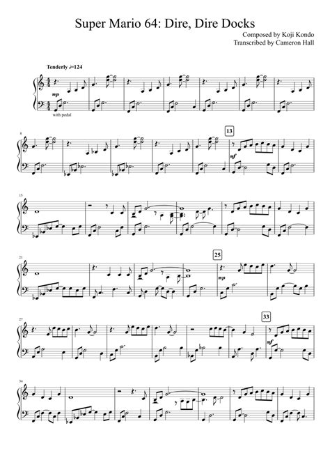 Dire Dire Docks Super Mario 64 Sheet Music For Piano Solo Easy