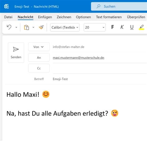 Outlook Emojis und Smileys in E Mails einfügen Anleitung