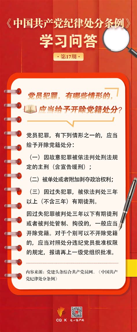 党纪学习教育｜党员犯罪，有哪些情形的，应当给予开除党籍处分？ 重庆日报网