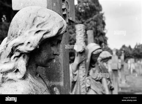 Cemetary With Statues Stock Photo Alamy