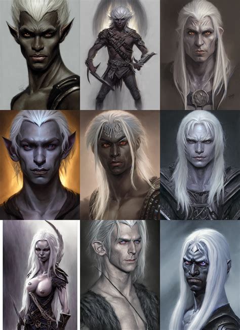 Morrowind Dunmer Portrait Blue Skin Elf White Hair By Stable