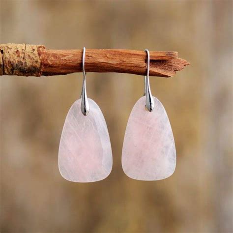 Boucles D Oreilles Pierre Naturelle Quartz Rose Chakras Shop