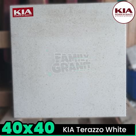 Jual Keramik Kasar 40x40 KIA Terazzo White Lantai Teras Garasi Carport