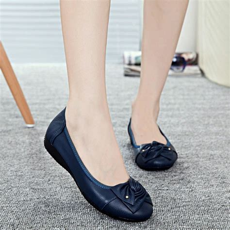 Handmade Genuine Leather Flat Shoes Women Female Casual Shoes Women Flats Shoes Slip On Leather