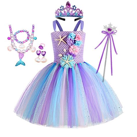 Vestido De Tutú De La Sirenita Para Niñas Disfraz De Princesa Ariel