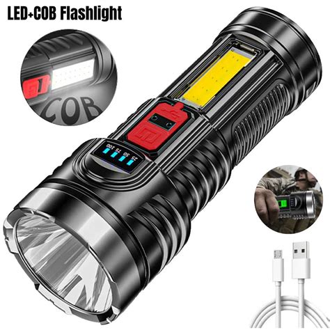 Powerful Usb Rechargeable Flashlight Modes Led Torch With Built In